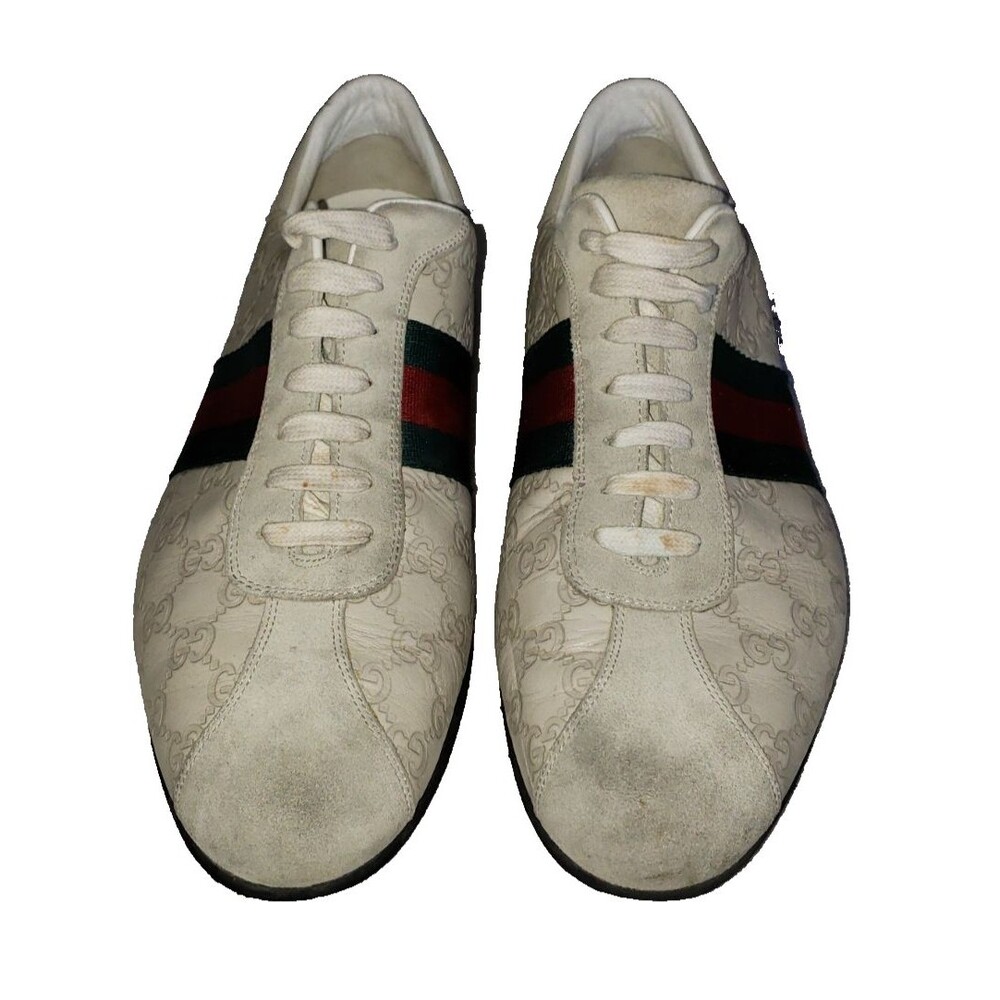 Gucci GG Monogram Mystic White Leather Shoes Trainers Men's Size 12.5G - Picture 4 of 10